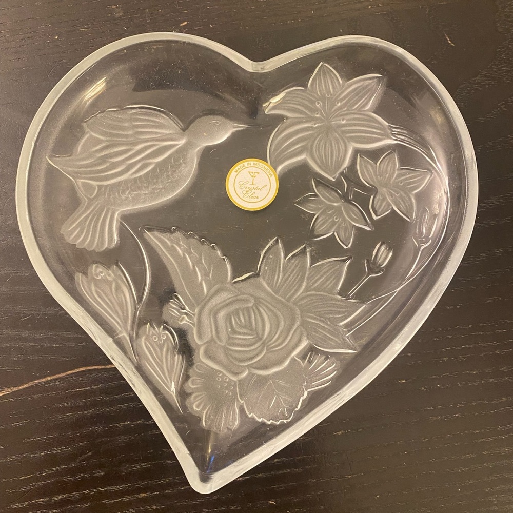 Heart-Shaped Clear Glass Art Piece